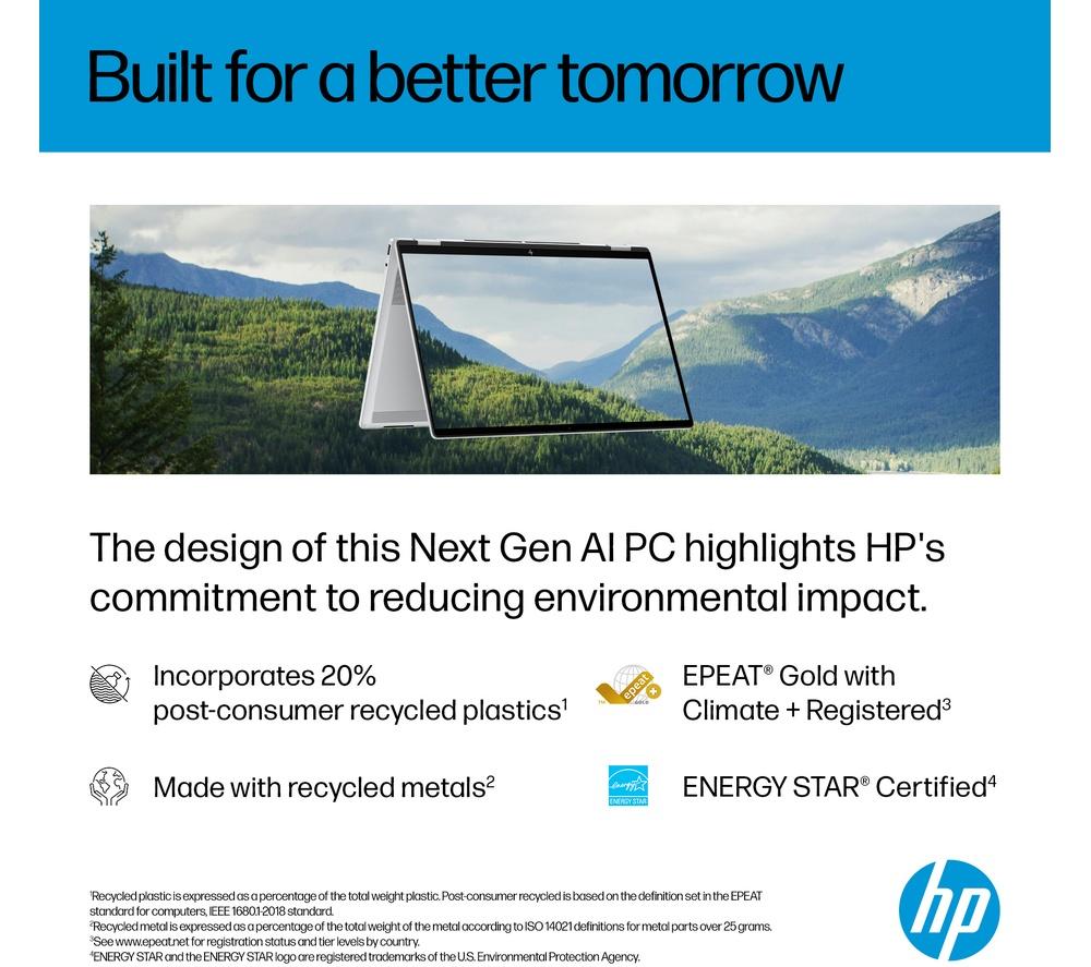 HP OmniBook X Flip NGAI 14" 2 in 1 Laptop - Intel&reg; Core&trade; Ultra 7, 1 TB SSD, Meteor Silver image number 15 of 29