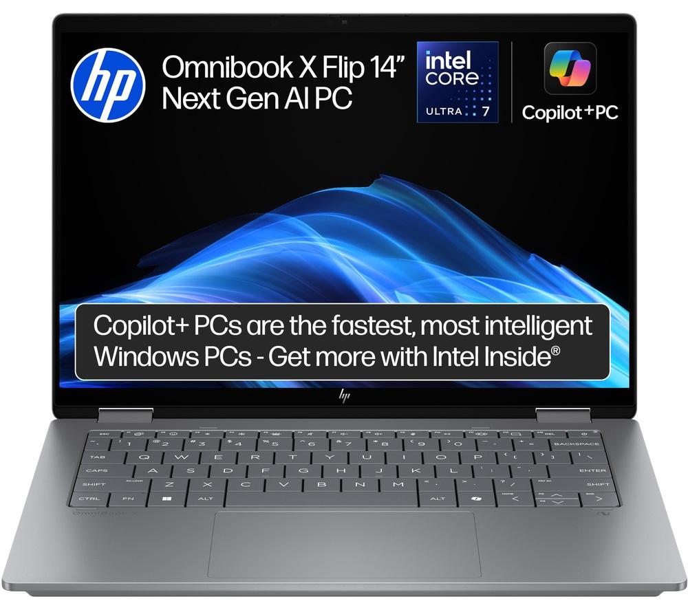 HP OmniBook X Flip NGAI 14" 2 in 1 Laptop - Intel&reg; Core&trade; Ultra 7, 1 TB SSD, Meteor Silver image number 18 of 29