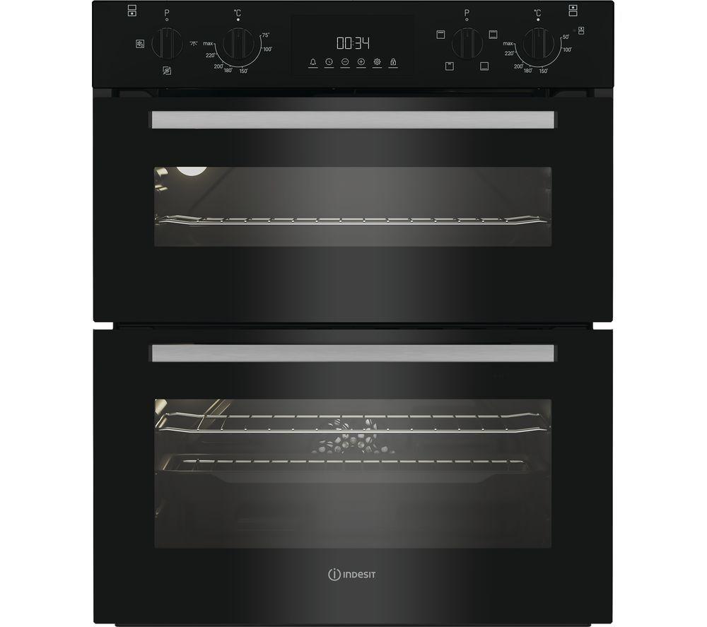 INDESIT DUI 10D B Electric Built-in Double Oven - Black