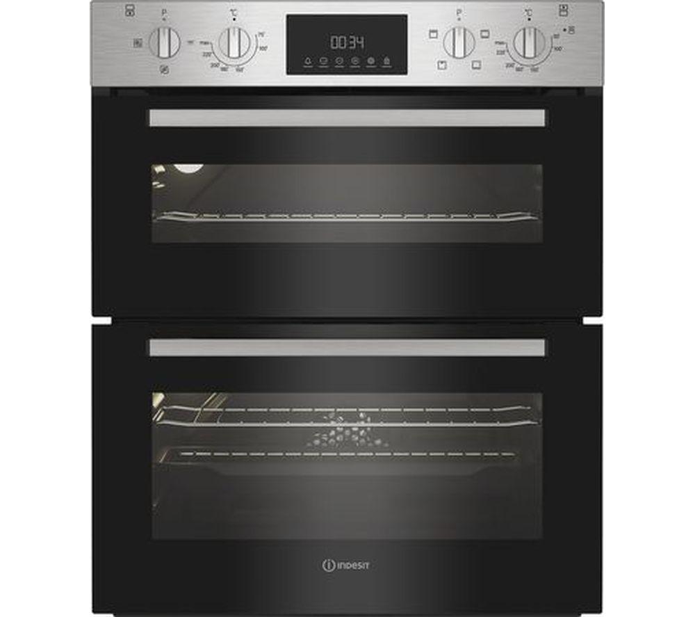 INDESIT DUI 10D IX Electric Built-under Double Oven - Black
