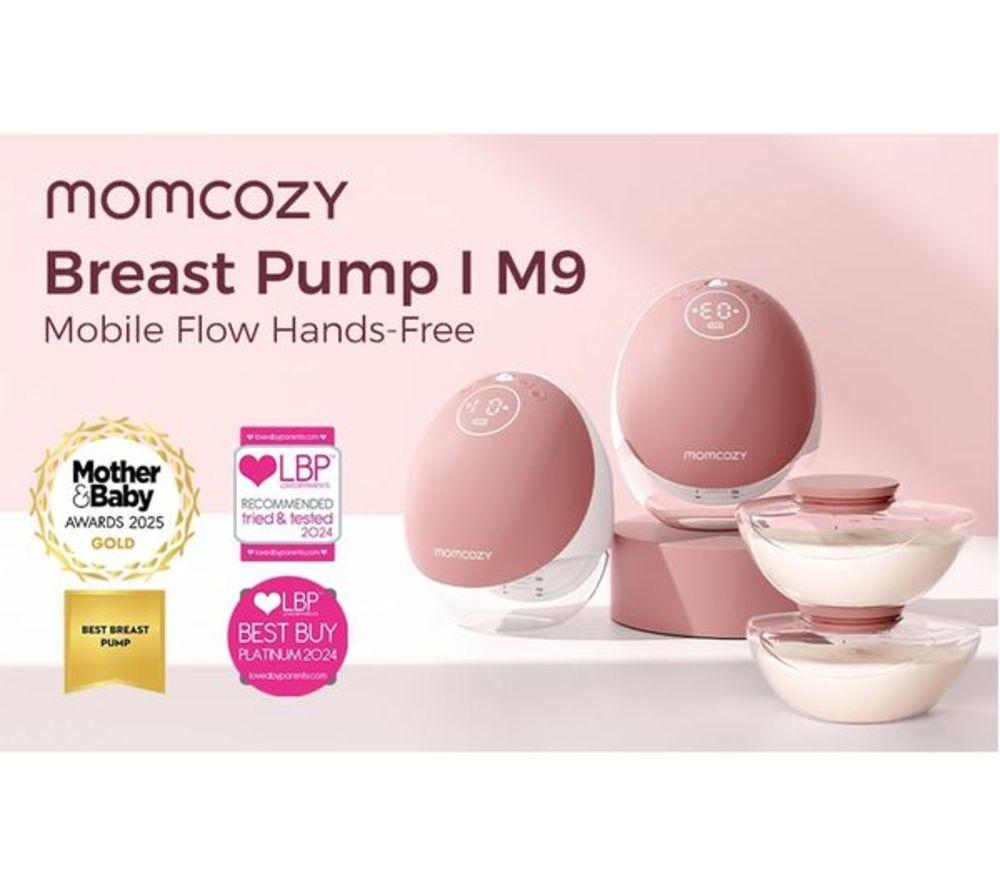 MOMCOZY M9 Mobile Flow Double Breast Pump - Pink & White image number 5 of 5