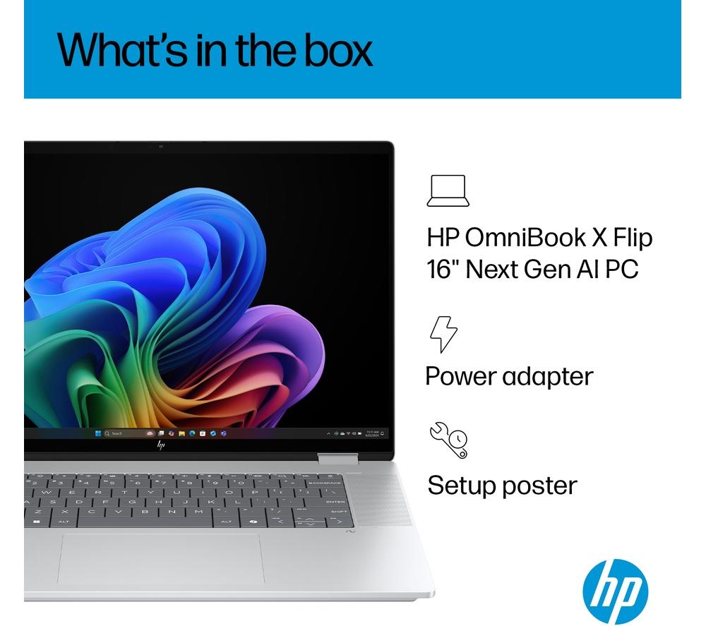 HP OmniBook X Flip NGAI 16" 2 in 1 Laptop - Intel&reg; Core&trade; Ultra 5, 512 GB SSD, Glacier Silver image number 16 of 33