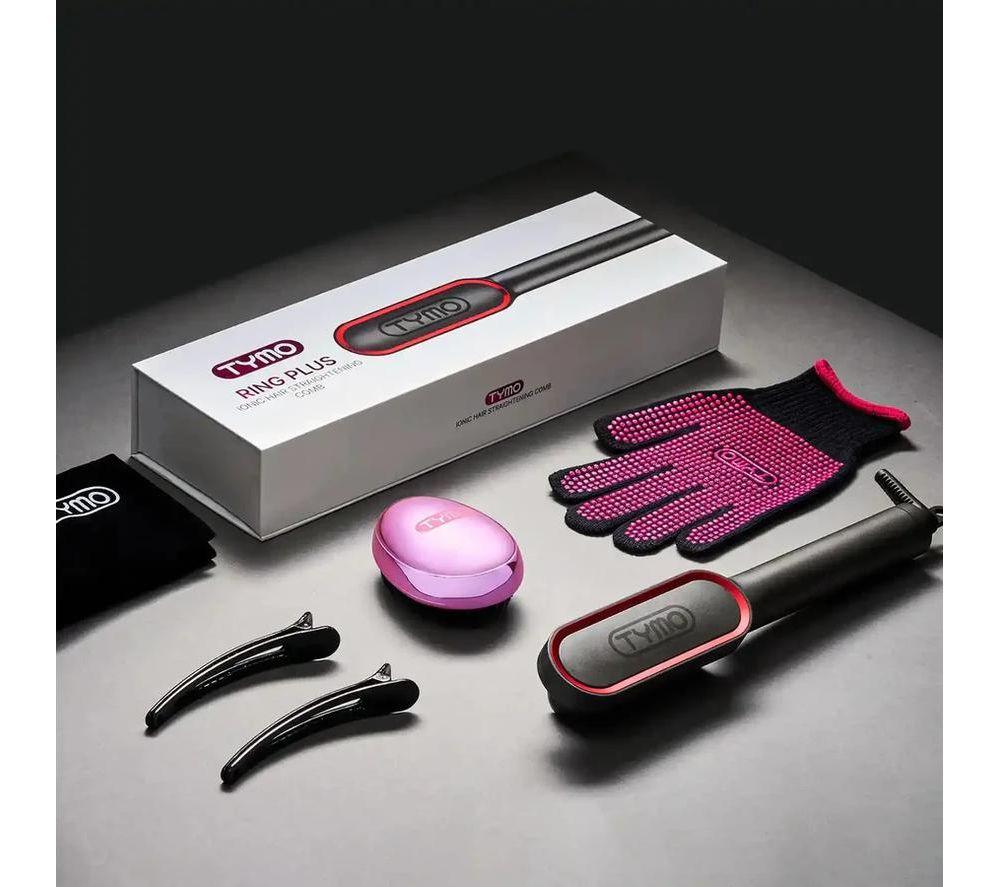 TYMO Ring Plus HC103 Hair Straightening Comb - Black & Red image number 5 of 12