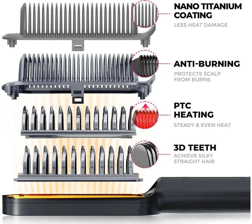 TYMO Ring Plus HC103 Hair Straightening Comb - Black & Red image number 9 of 12