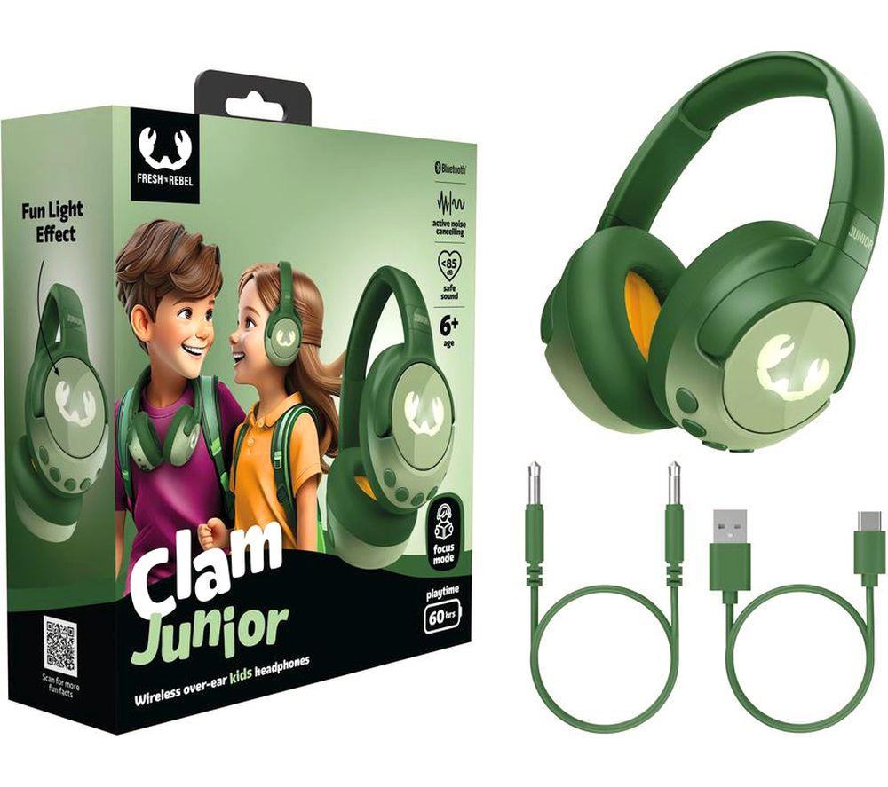 FRESH N REBEL Clam Junior Wireless Bluetooth Noise-Cancelling Kids Headphones - Lucky Lizard image number 5 of 12