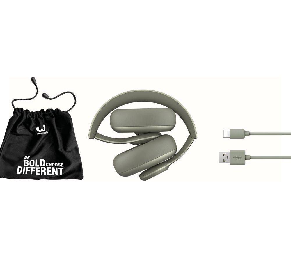 FRESH N REBEL Clam Ace Wireless Bluetooth Noise-Cancelling Headphones - Dried Green image number 9 of 15