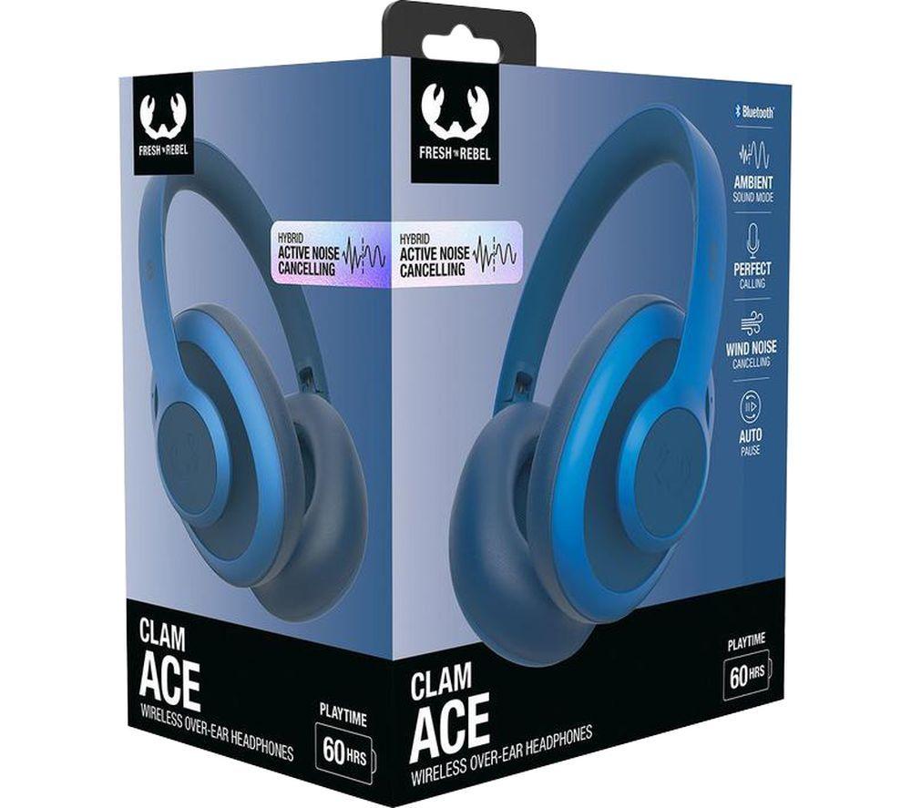 FRESH N REBEL Clam Ace Wireless Bluetooth Noise-Cancelling Headphones - True Blue image number 3 of 7