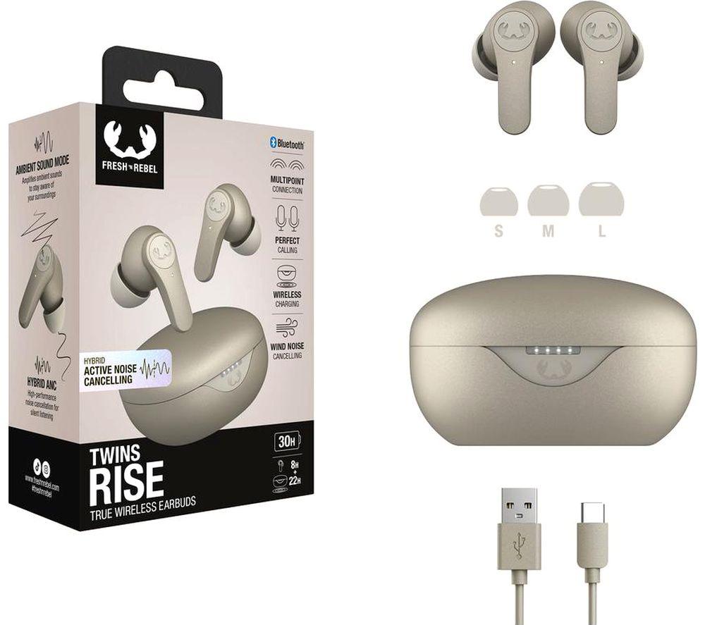 FRESH N REBEL Twins Rise Wireless Bluetooth Noise-Cancelling Earbuds - Silky Sand image number 4 of 4