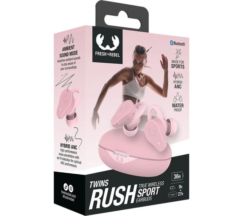 FRESH N REBEL Twins Rush Wireless Bluetooth Noise-Cancelling Sports Earbuds - Pastel Pink image number 4 of 8