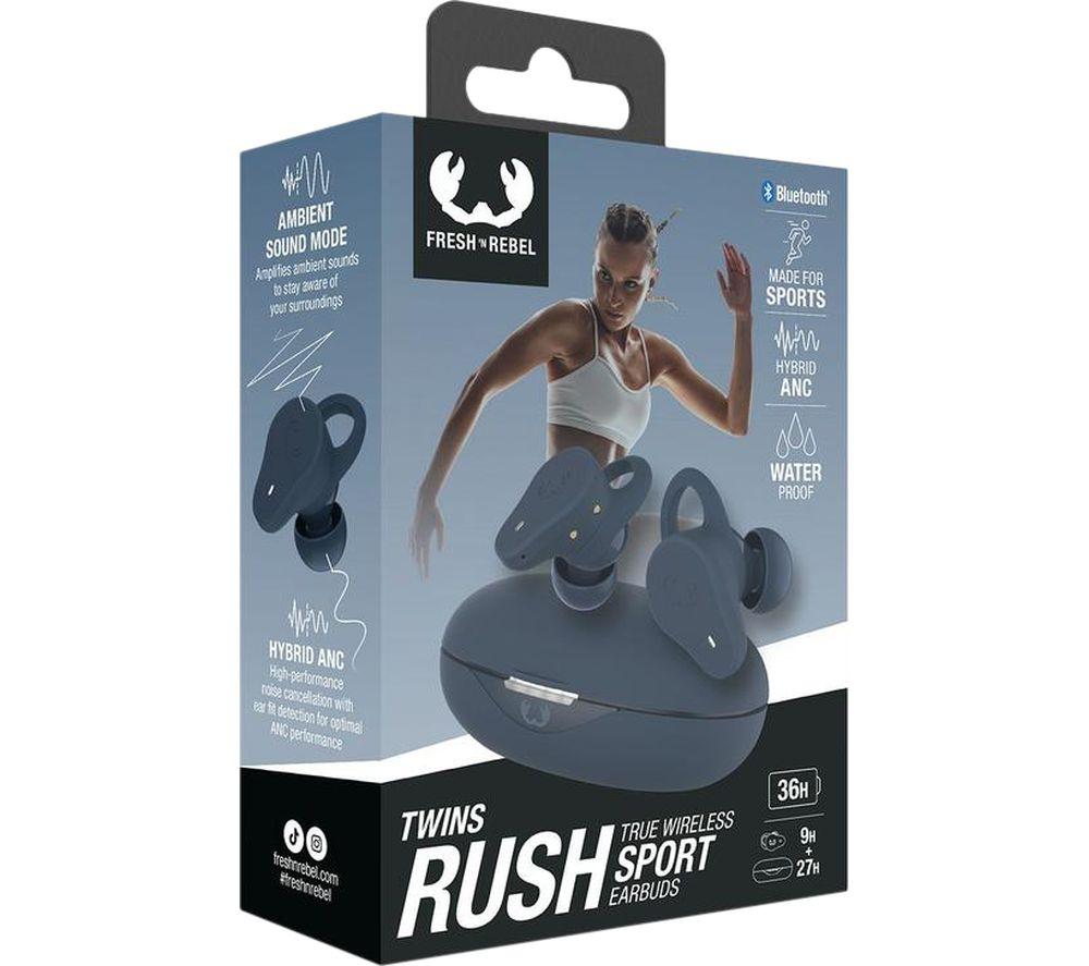 FRESH N REBEL Twins Rush Wireless Bluetooth Noise-Cancelling Sports Earbuds - Steel Blue image number 6 of 10