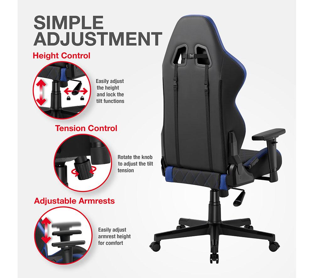TTAP Monaco Gaming Chair - Black & Blue image number 3 of 6