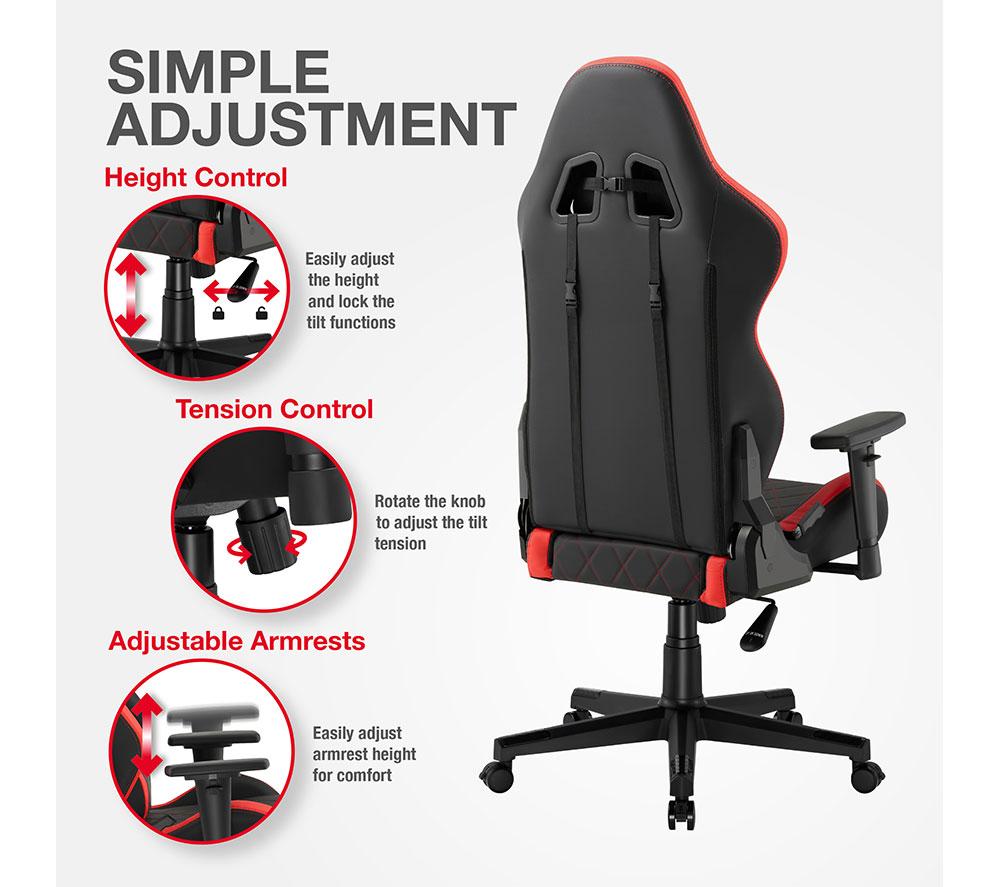 TTAP Monaco Gaming Chair - Black & Red image number 3 of 6