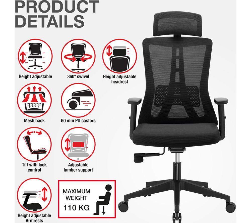 TTAP Oxford Plus Mesh Tilting Executive Chair - Black