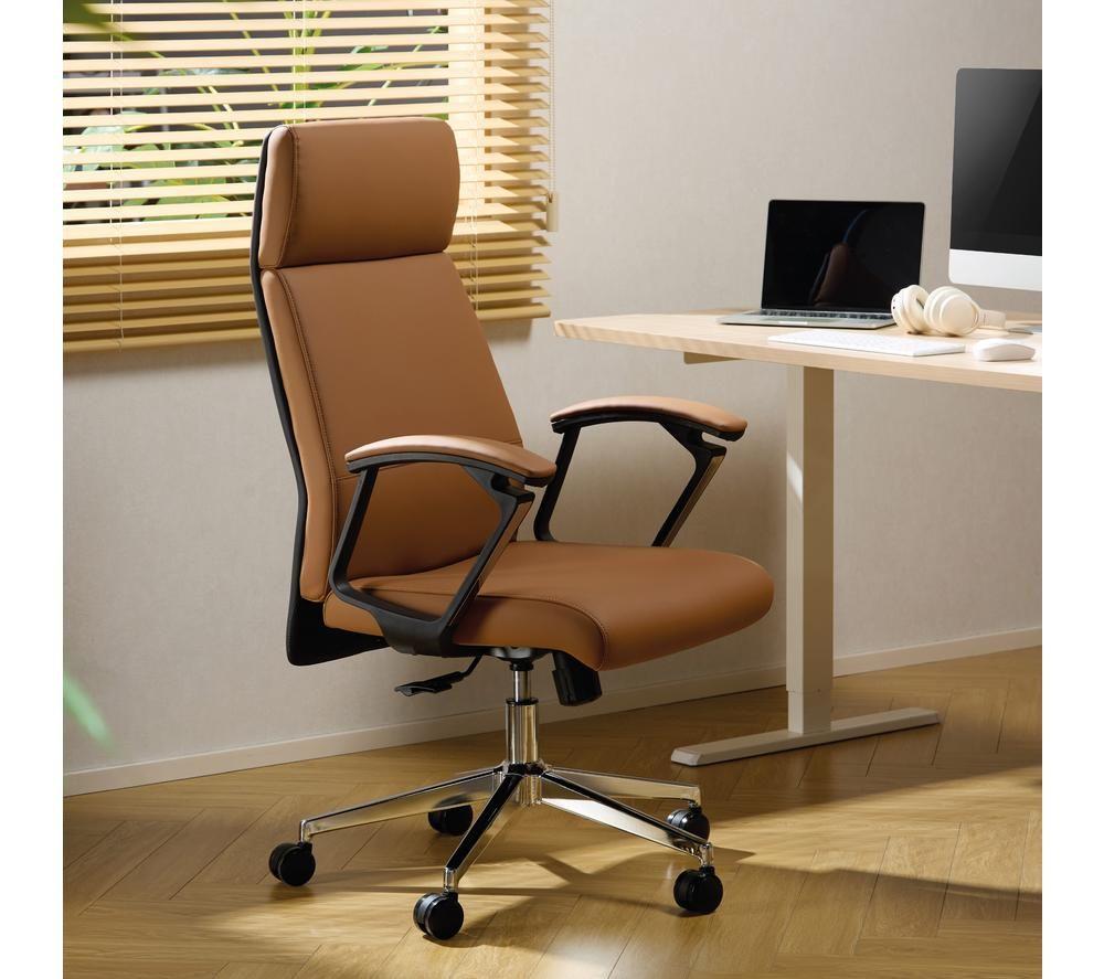 TTAP London PU Leather Tilting Executive Chair - Tan image number 4 of 6