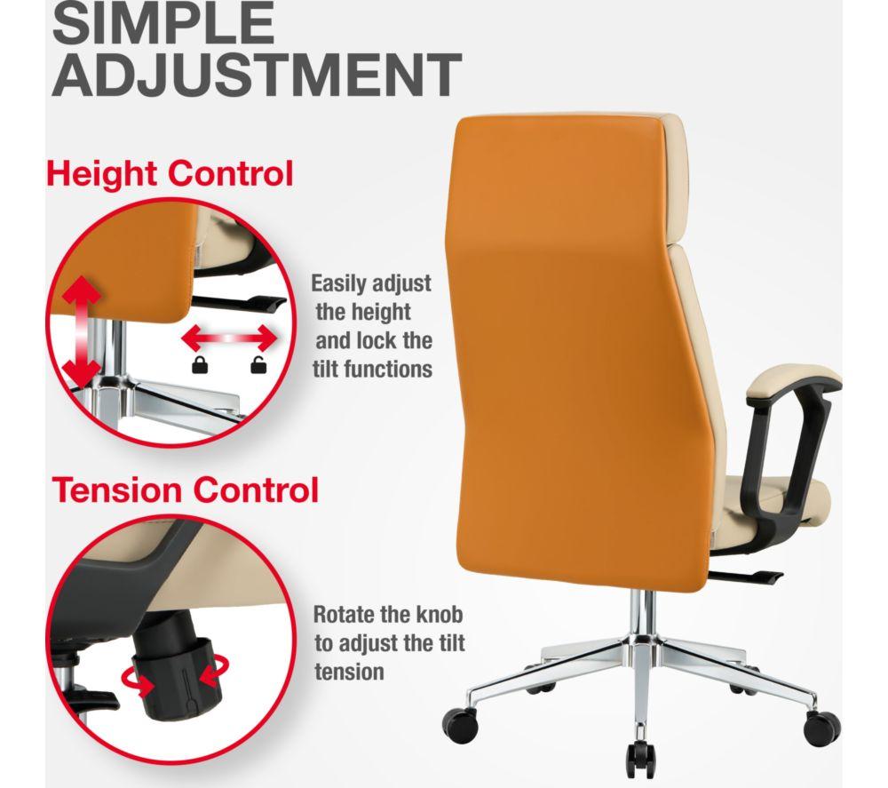 TTAP London PU Leather Tilting Executive Chair - Cream image number 3 of 10