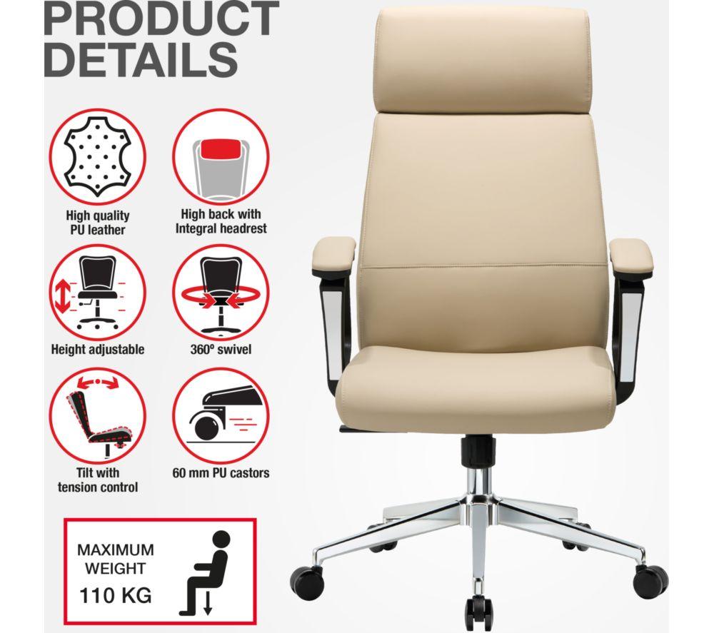 TTAP London PU Leather Tilting Executive Chair - Cream image number 5 of 10