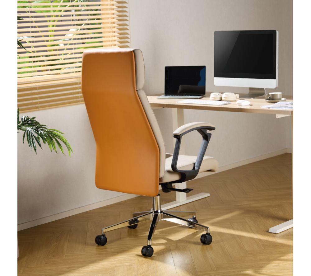 TTAP London PU Leather Tilting Executive Chair - Cream image number 8 of 10