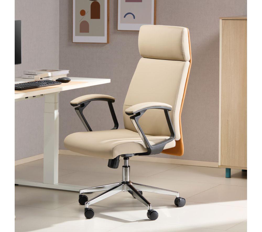 TTAP London PU Leather Tilting Executive Chair - Cream image number 9 of 10