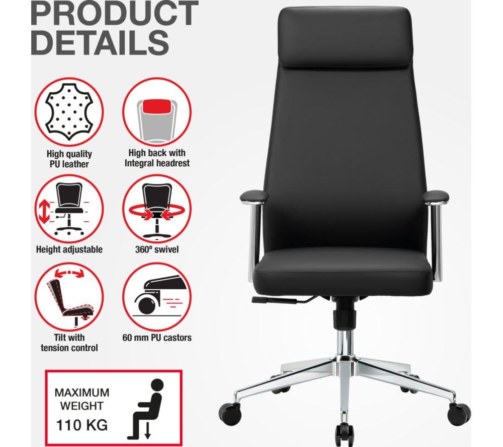 TTAP York PU Leather Tilting Executive Chair - Black image number 5 of 10