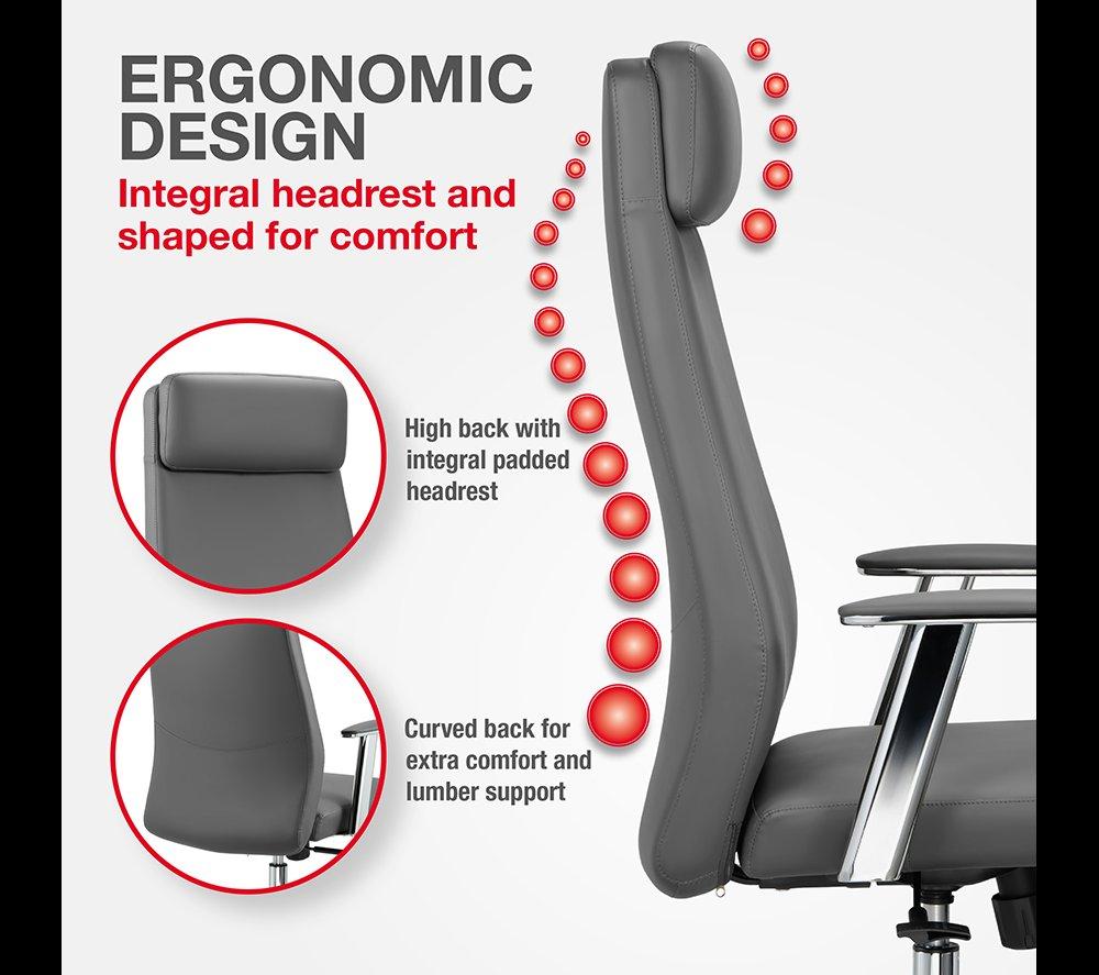 TTAP York PU Leather Tilting Executive Chair - Grey image number 2 of 10