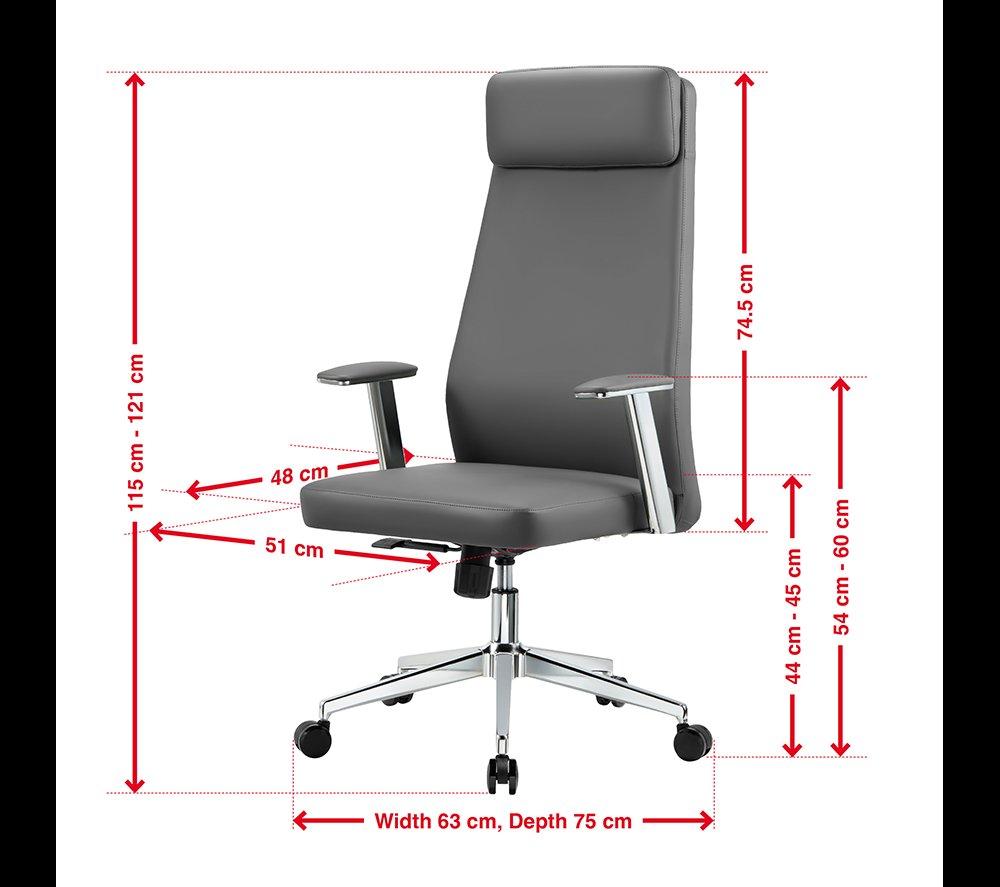 TTAP York PU Leather Tilting Executive Chair - Grey image number 6 of 10