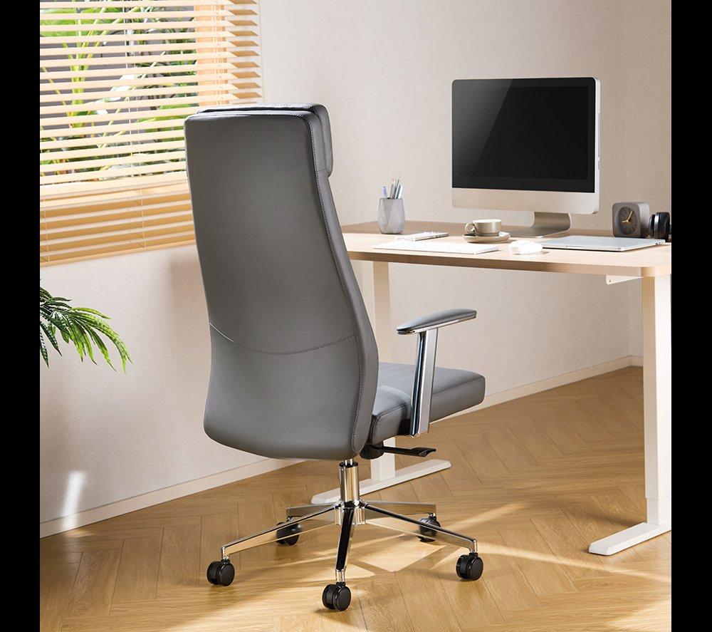 TTAP York PU Leather Tilting Executive Chair - Grey image number 7 of 10