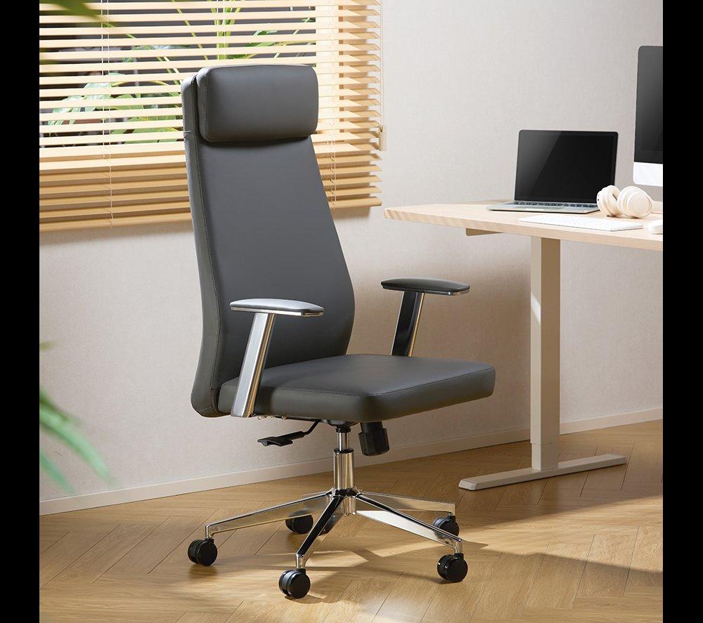 TTAP York PU Leather Tilting Executive Chair - Grey image number 8 of 10