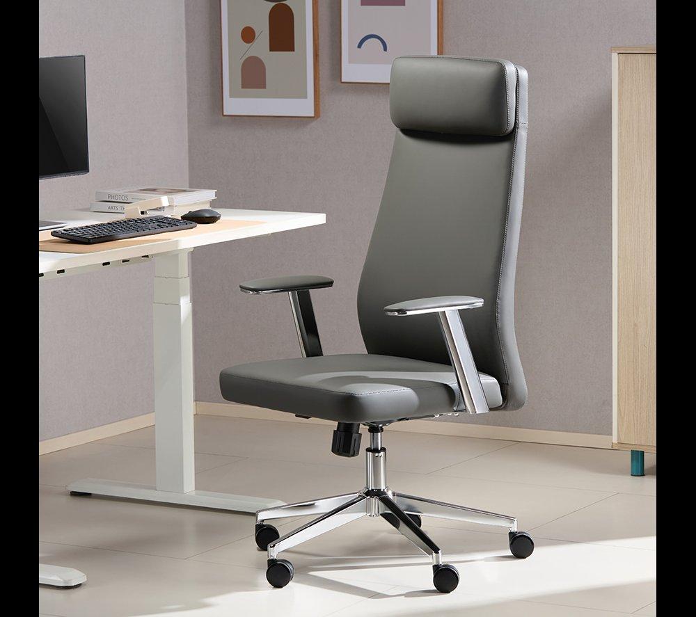 TTAP York PU Leather Tilting Executive Chair - Grey image number 10 of 10