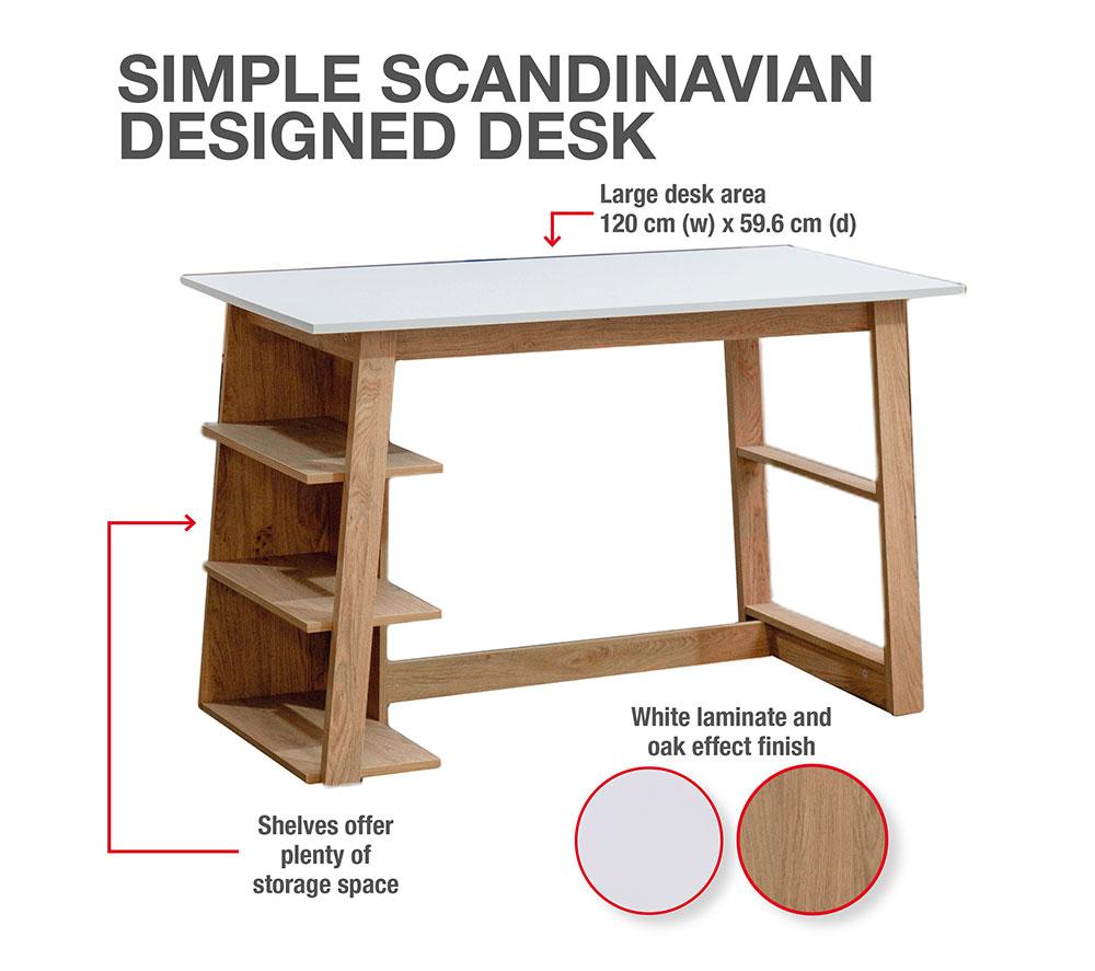 TTAP Monza Home Office Desk - Brown & White image number 3 of 7