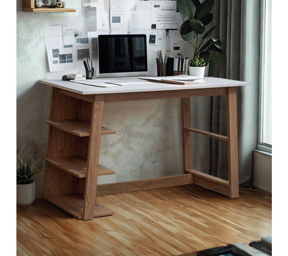 TTAP Monza Home Office Desk - Brown & White image number 4 of 7
