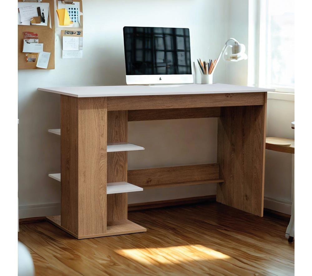 TTAP Milan Home Office Desk - Brown & White image number 4 of 7