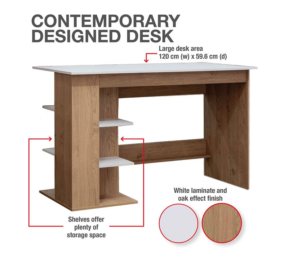 TTAP Milan Home Office Desk - Brown & White image number 6 of 7
