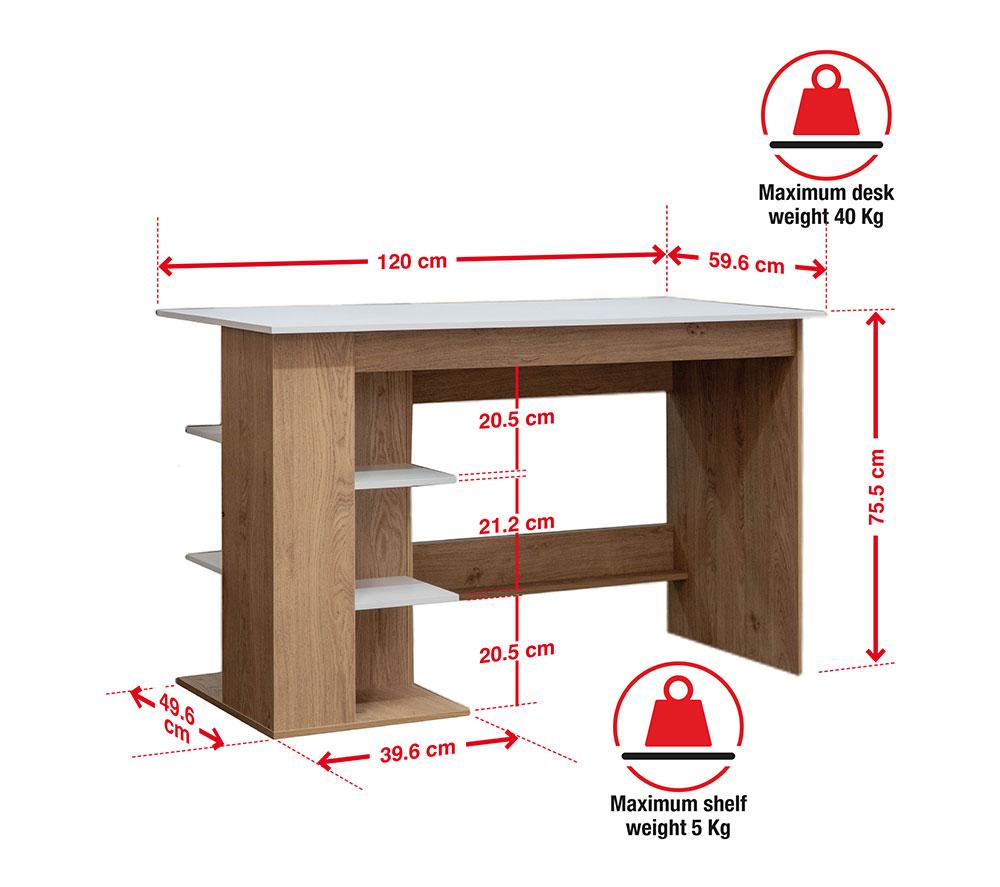 TTAP Milan Home Office Desk - Brown & White image number 7 of 7