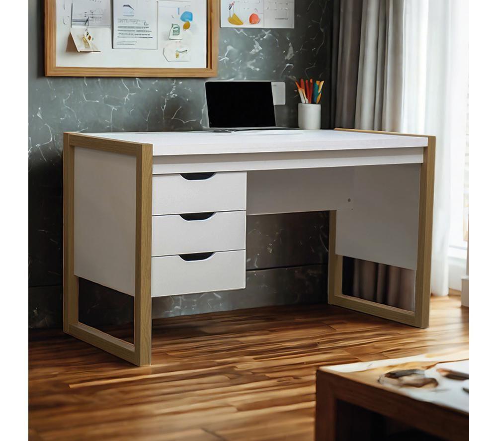 TTAP Alcarno Home Office Desk - Brown & White image number 4 of 7