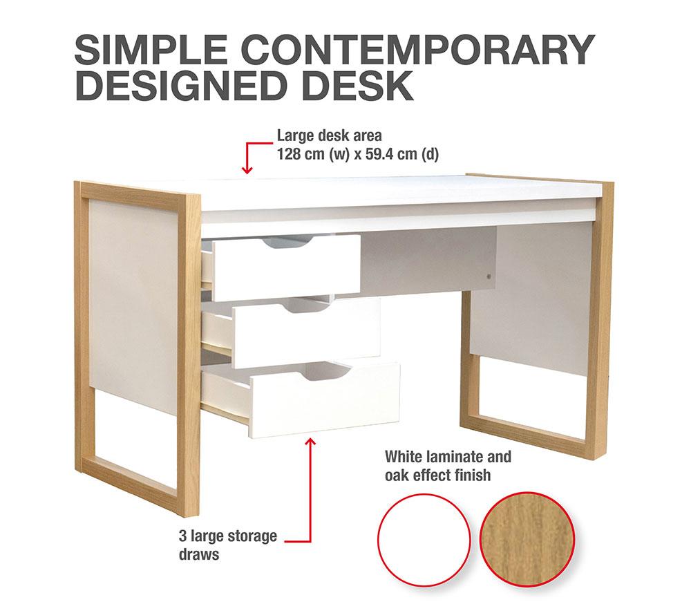 TTAP Alcarno Home Office Desk - Brown & White image number 6 of 7