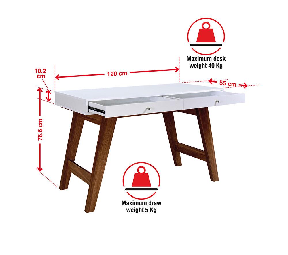 TTAP Florence Home Office Desk - White & Brown image number 7 of 7