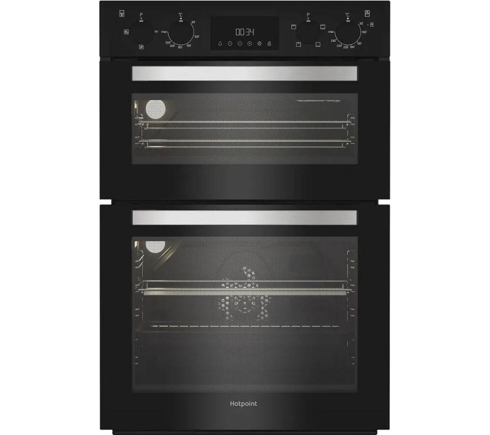 HOTPOINT DIH 10D B Electric Built-under Double Oven – Black, Black