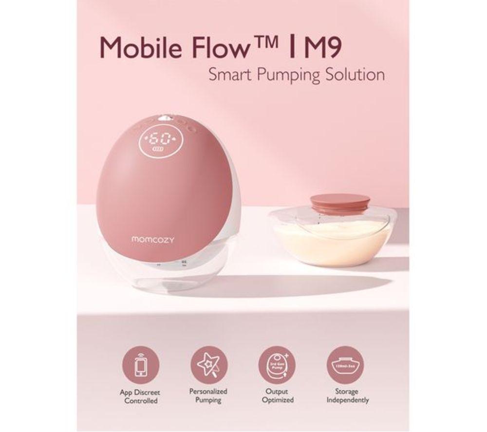 MOMCOZY M9 Mobile Flow Single Breast Pump - Pink & White image number 7 of 8