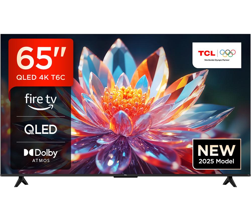 65" Tcl T6C Qled 4K Hdr Smart Fire TV with Freely - 65T6C-UK, Black