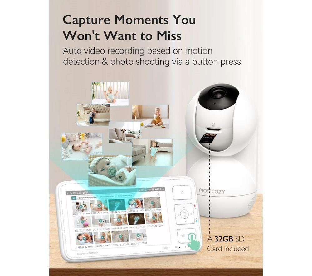 MOMCOZY BM03 5.5" LCD Screen Video Baby Monitor - White image number 4 of 7