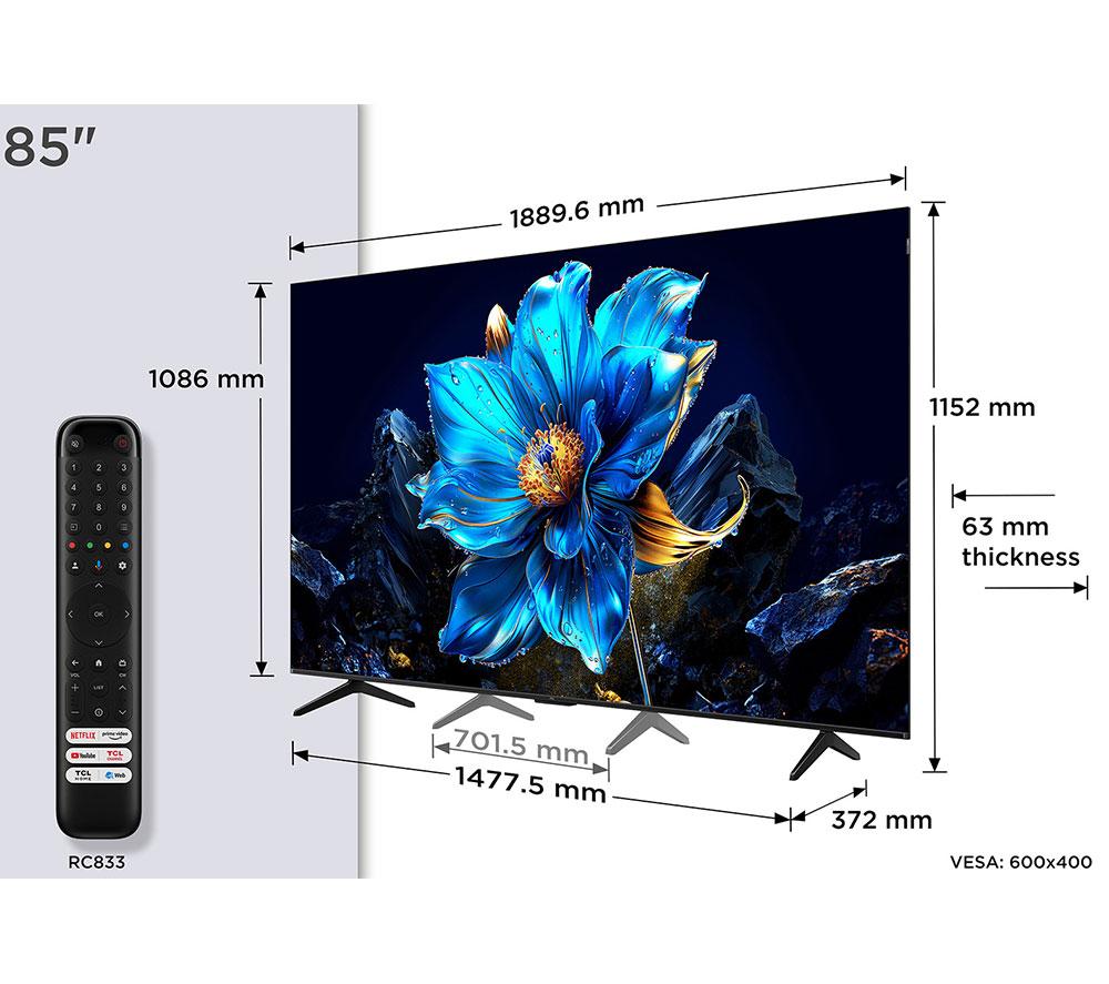 TCL 85P7K 85" Smart 4K Ultra HD HDR QLED TV image number 2 of 14