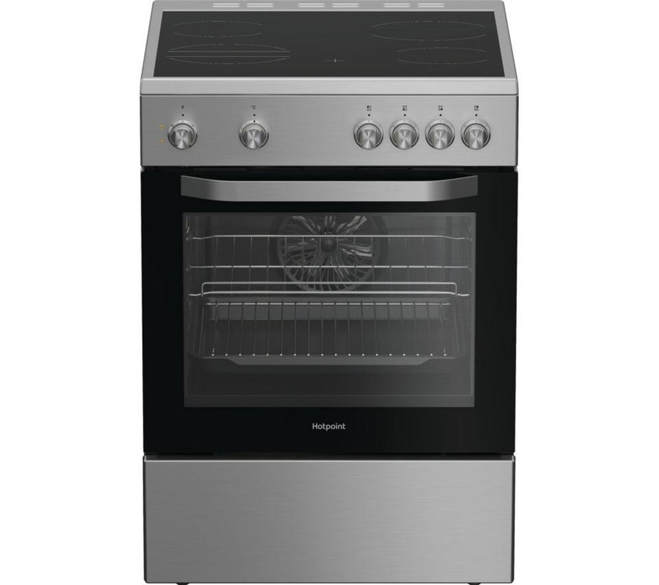 HOTPOINT Multiflow H6V5KMX/UK 60cm Electric Ceramic Cooker - Stainless Steel