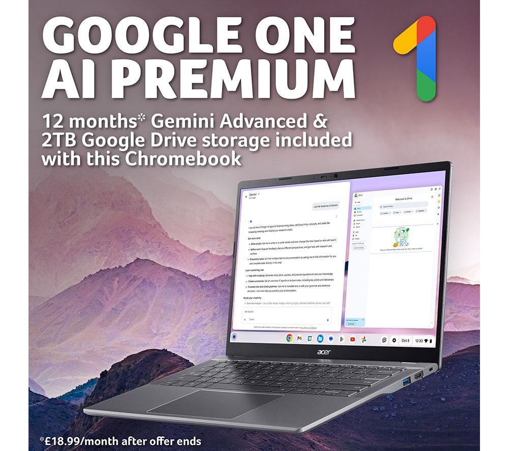 ACER 514 14" Chromebook Plus - Intel&reg; Core&trade; 5, 512 GB SSD, Grey image number 5 of 6