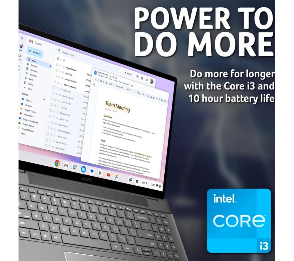ACER 516 16" Chromebook Plus - Intel&reg; Core&trade; i3, 128 GB UFS, Grey image number 6 of 10