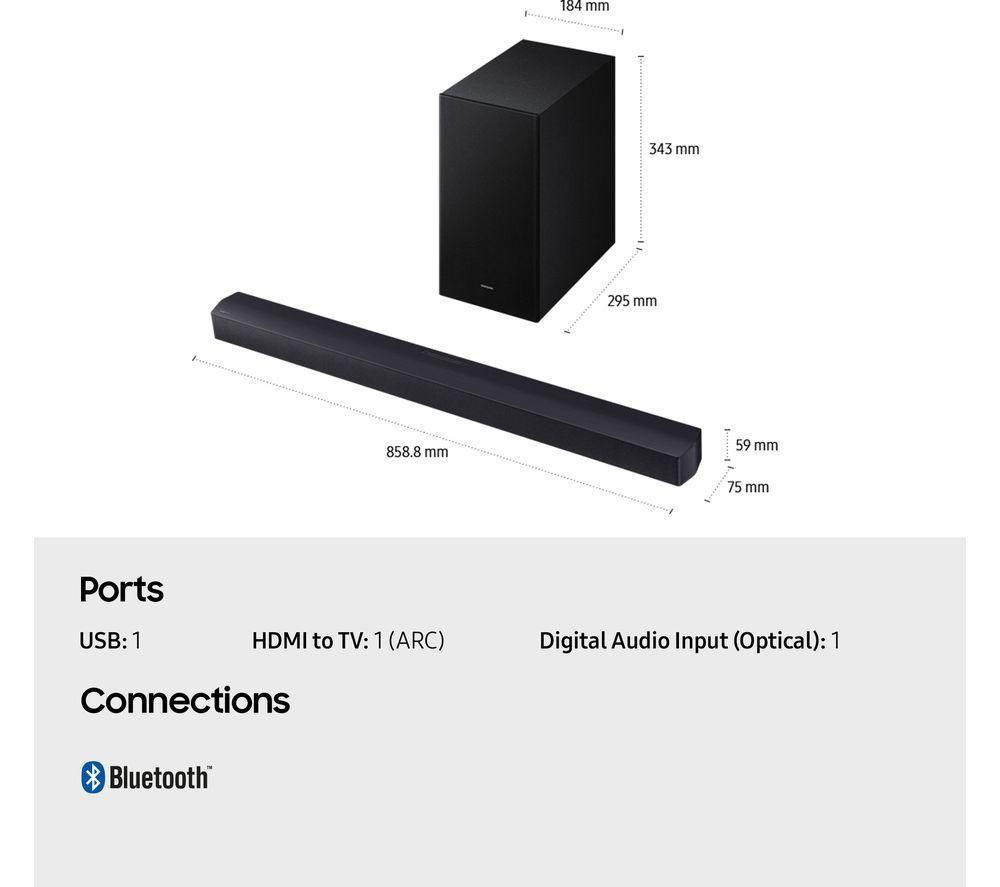 SAMSUNG HW-B450F/XU 2.1 Wireless Sound Bar with DTS Virtual:X image number 10 of 11