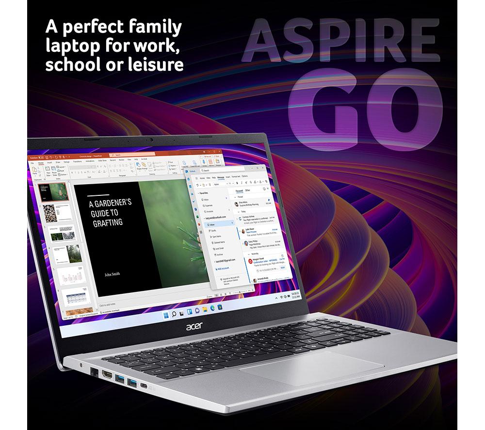 ACER Aspire Go 15 15.6" Laptop - AMD Ryzen 5, 512 GB SSD, Silver image number 2 of 9