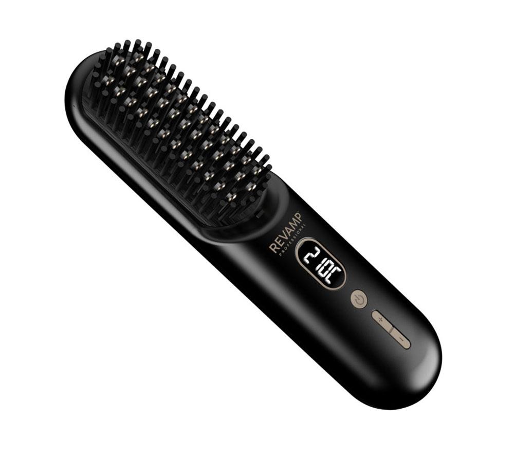 REVAMP Straight & Go Ionic Cordless Straightening & Smoothing Hot Brush - Black & Gold image number 8 of 8