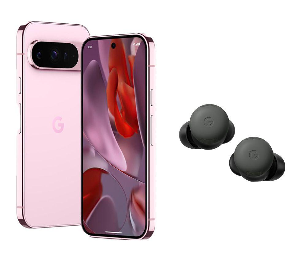 GOOGLE Pixel 9 Pro & Pixel Buds Pro 2 Wireless Bluetooth Earbuds (Hazel) Bundle - 128 GB, Rose Quartz