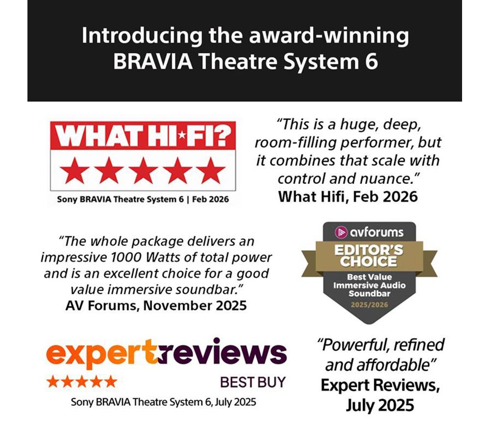 SONY BRAVIA Theatre System 6 5.1 Home Cinema System with Dolby Atmos & DTS Virtual:X image number 2 of 15