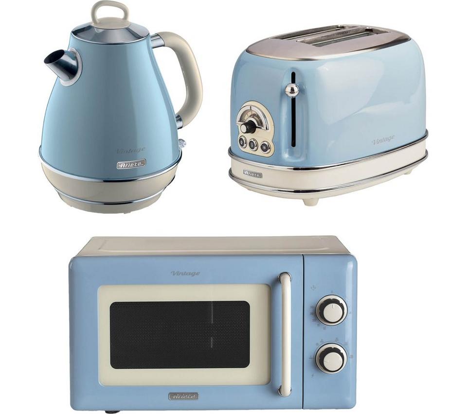 ARIETE Vintage ARPK60 Microwave, Jug Kettle & 2-Slice Toaster Bundle - Blue